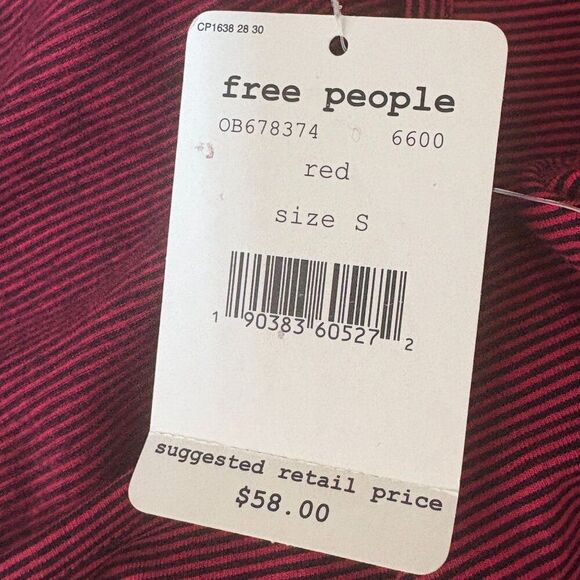 Free People Long Sleeve Puff Shoulder Cotton Top Size Small - Picture 8 of 8